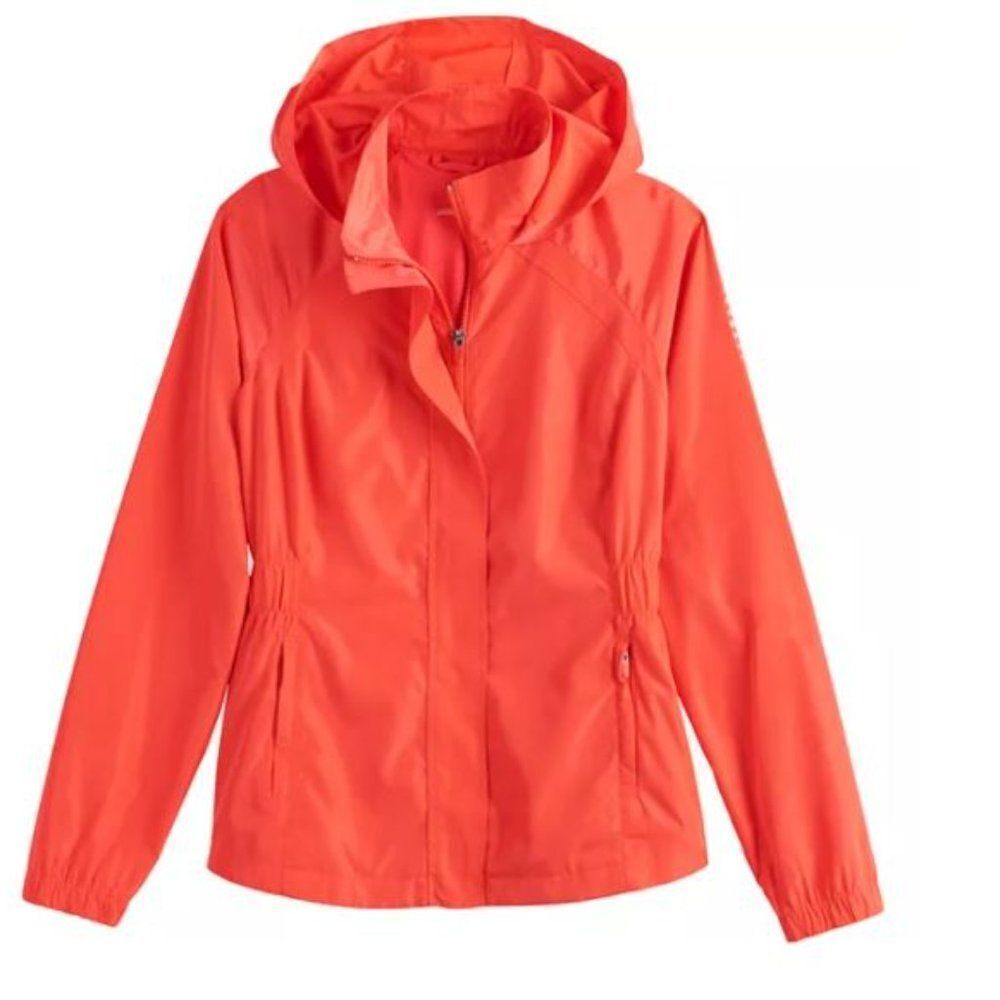 NWOT FILA SPORT  Women's  Red Smocked Hooded Woven Jacket Size XS